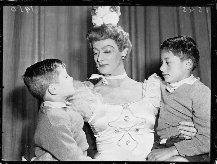 Actor with two boys at Kiwi Concert Party concert