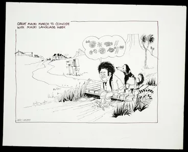 Image: Heath, Eric Walmsley, 1923- :Great Maori march to coincide with Maori Language Week. "*%##!!**!!" 15 September, 1975.
