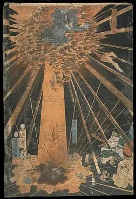 The Ghost of Akugenta Taking Revenge on Nanba at the Nunobiki Waterfall