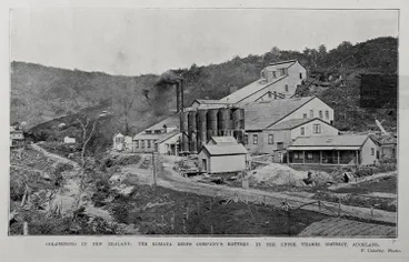 Image: Goldmining in New Zealand: the Komata Reefs Company's battery, in the upper Thames District, Auckland