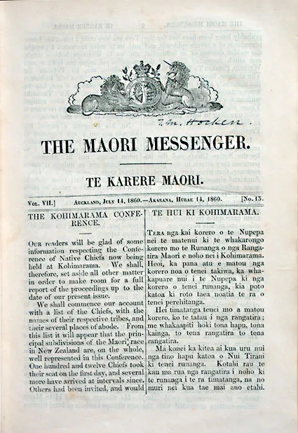 Proceedings of the Kohimarama Conference, in The 'Maori Messenger' Extra.