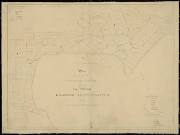 Image: Plan of part of the town of Wellington, shewing the proposed harbour improvements / Edw. Roberts, acting colonial engineer, 1851.