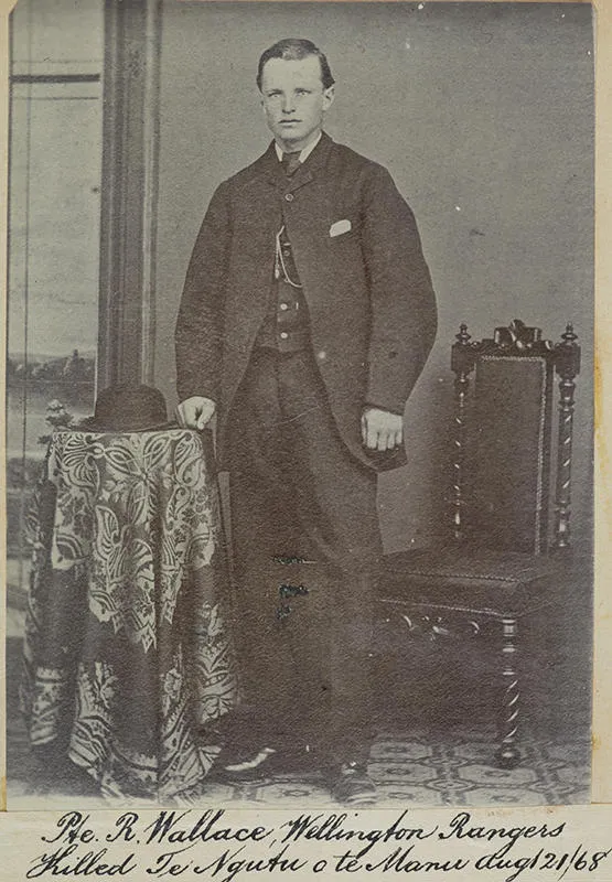 "Pte. R. Wallace Wellington Rangers, Killed Te Ngutu o te Manu Aug 21/68"