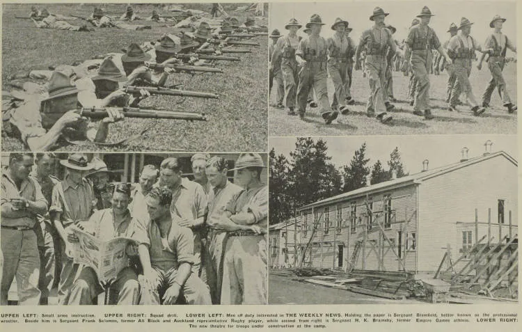 Military training for the Second Echelon men at Papakura Camp, Auckland