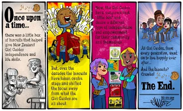 Image: Girl Guides and their biscuits - then and now