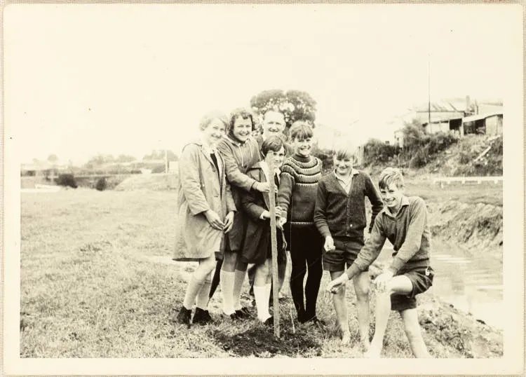 Planting trees, Waiuku, 1970