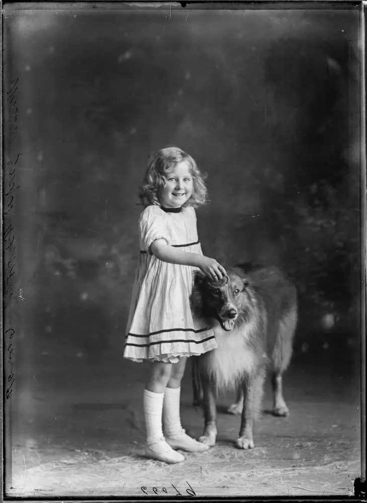 Missie Brown and dog, 1911