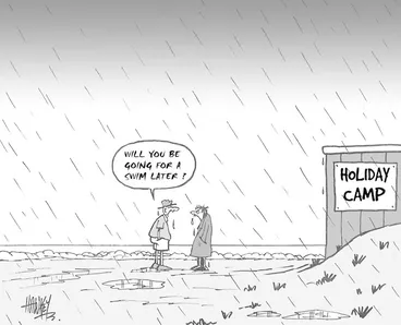 Image: Hawkey, Allan Charles, 1941-:Will you be going for a swim later? Waikato Times, 7 January 2005.