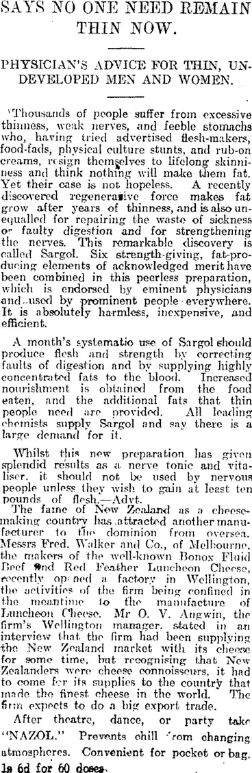 Image: Page 6 Advertisements Column 6 (Otago Daily Times 21-7-1920)