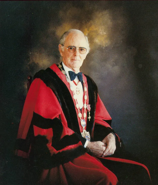 Sir Lloyd Elsmore, Mayor of Manukau, 1982.