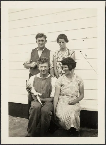 Image: Lighthouse keepers and tuatara, Stephens Island, New Zealand