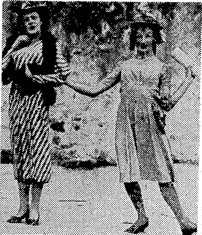 Morrison and Dyer, popular female impersonators of the Kiwi Concert Party, giving entertainments to troops in the Pacific. (Evening Post, 02 December 1943)
