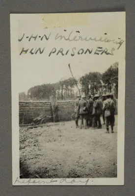 J.H.N [James Hardie Neil] interviewing Hun prisoners, Red Lodge