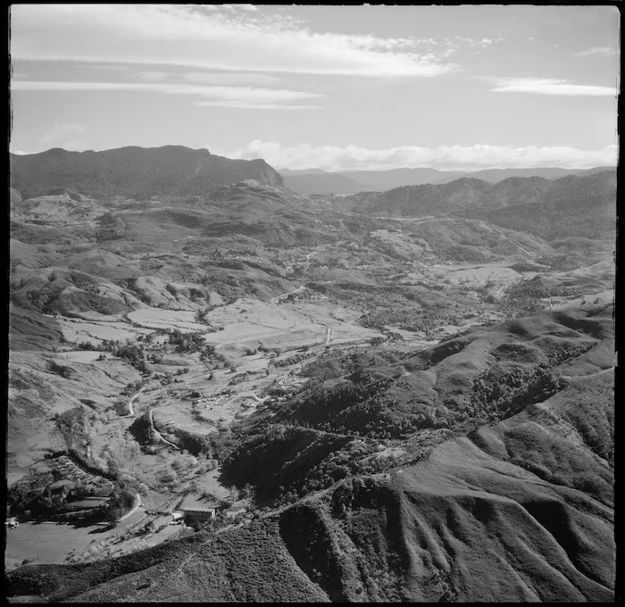 View over Piripaua, Hawke's Bay, towards Tuai, including the hydro electric power development