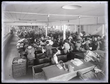 Image: Women working in factory, Hallenstein's clothing factory