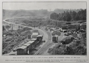 Image: NORTH ISLAND MAIN TRUNK RAILWAY: A VIEW AT KAKAHI, SHOWING THE GOVERNMENT SAWMILL ON THE RIGHT