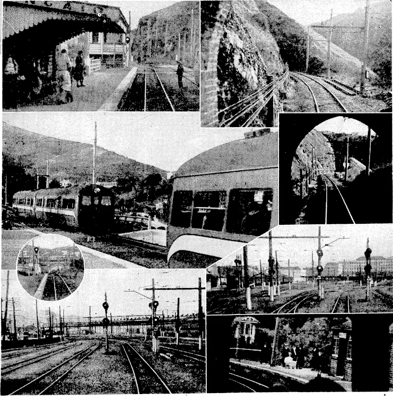 Evening Tost" . Photo. What the nor/hern suburban passenger sees when travelling on an electric train between Wellington and Johnsonville. The views include fleeting glimpses of Ngaio, Awarua Street, and Khandallah stations, and a distant view of the main station at Wellington. The other views indicate the variety of scenery seen from the front window of the electric train. . ' y ' "Evening Tost" Photo, Unloading a dairy Shorthorn bull from the motor-ship Port Montreal at the Taranaki Street Wharf yesterday. This animal was one of eight Scottish and English stud bulls ivhich have arrived for Hawke's Bay breeders. (Evening Post, 20 May 1939)