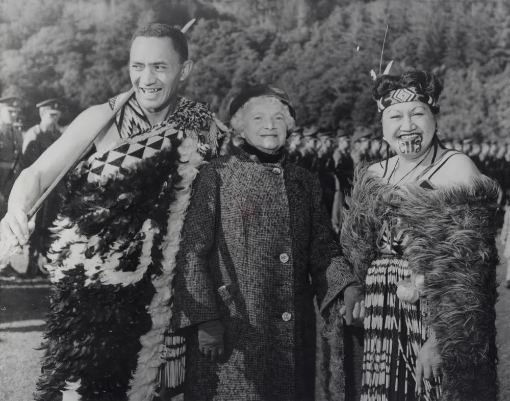City status proclamation, Maidstone Park 14; Don Mananui; unidentified woman; 'Auntie Dovey' (Hera Katene-Horvath).