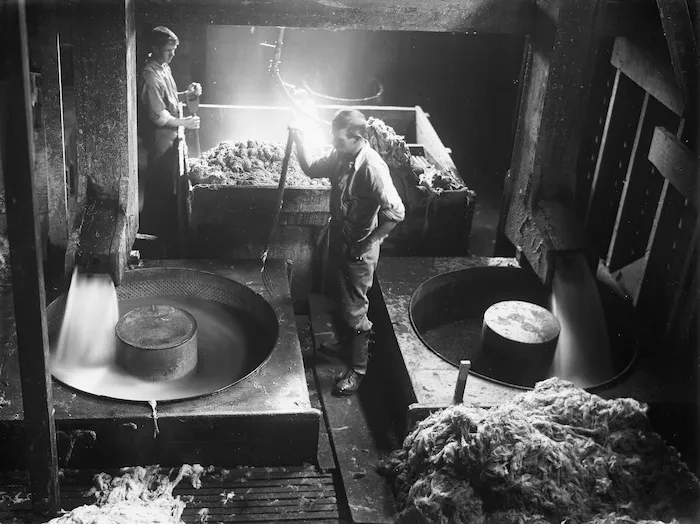 Wool scouring and workers