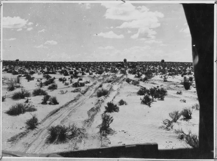 Desert advance by 24th Battalion to Gabes Gap, Tunisia - Photograph taken by Captain G V Turnbull