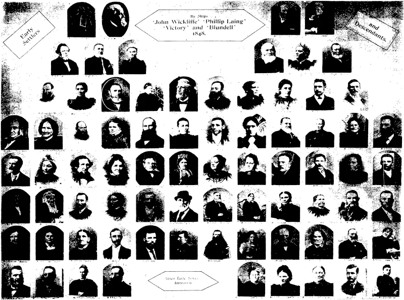 EARLY SETTLERS AND DESCENDANTS BY SHIPS JOHN WICKLIFFE, PHTLJP LAING, VICTORY, AND BLUNDELL, 1848 (Otago Witness, 18 March 1908)
