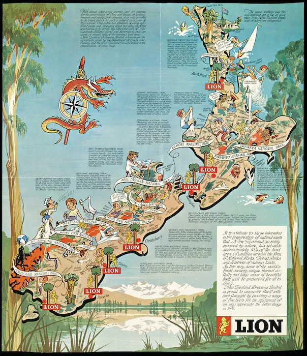 [Map of New Zealand national parks]