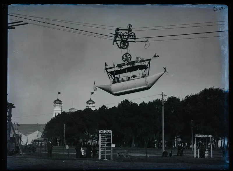 Glass Plate Negative: Spaceship ride, New Zealand International Exhibition