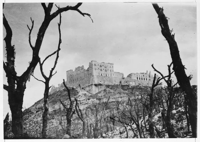 Ross, L H, fl 1939 (Photographer) : Looking towards the ruins of the monastery at Monte Cassino, Italy