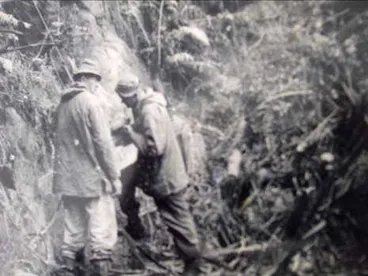 Image: Drilling in prep for burying DC3 on Kaimai Ranges