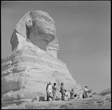 Image: Prime Minister Peter Fraser sightseeing at the Sphinx, Egypt