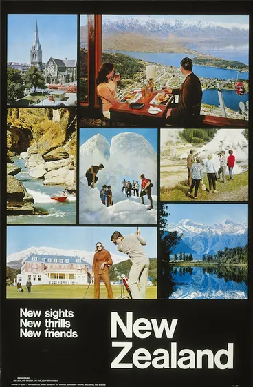 Image: New Zealand Tourist and Publicity Department :New Zealand; new sights, new thrills, new friends. Produced by New Zealand Tourist and Publicity Department. Printed by Clark & Matheson Ltd, under authority A.R. Shearer, Government printer, Wellington, New Zealand. H.O. 227. [ca 1973?]