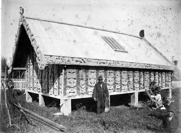 Image: Maori wooden carved storehouse at Maketu Pa, Bay of Plenty