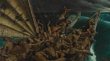 Image: Arrival of the Maoris in New Zealand