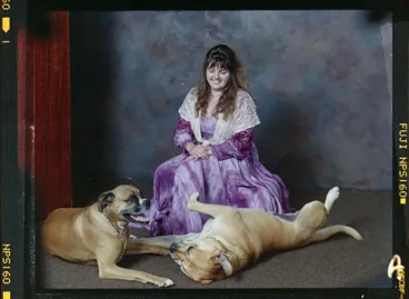 Image: Douds, Woman and dogs