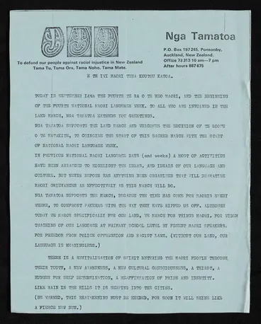 Image: Ngā Tamatoa flier