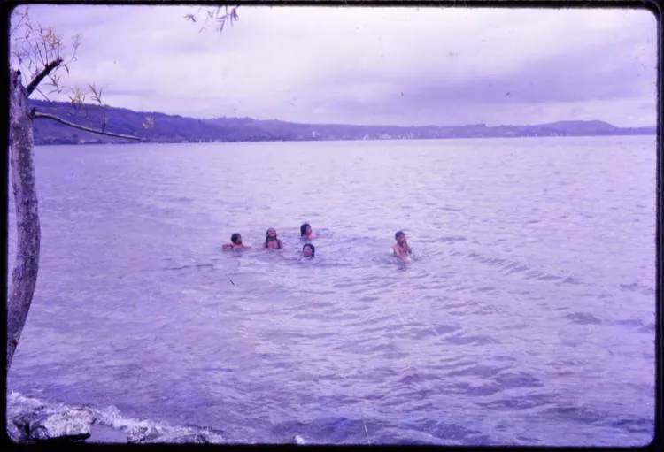 Children swimming in Lake Rotoiti, 1963