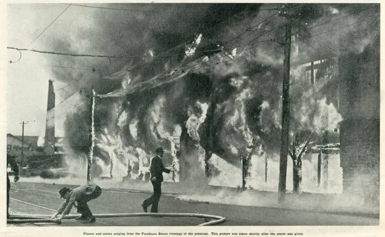 Fierce timber fire in Auckland last week: £50,000 damage to Kauri Timber Company's premises in Freeman's Bay