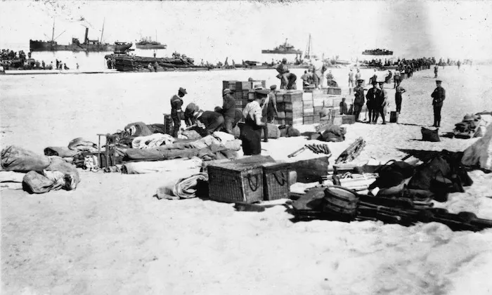 Landing supplies at El Arish, Egypt