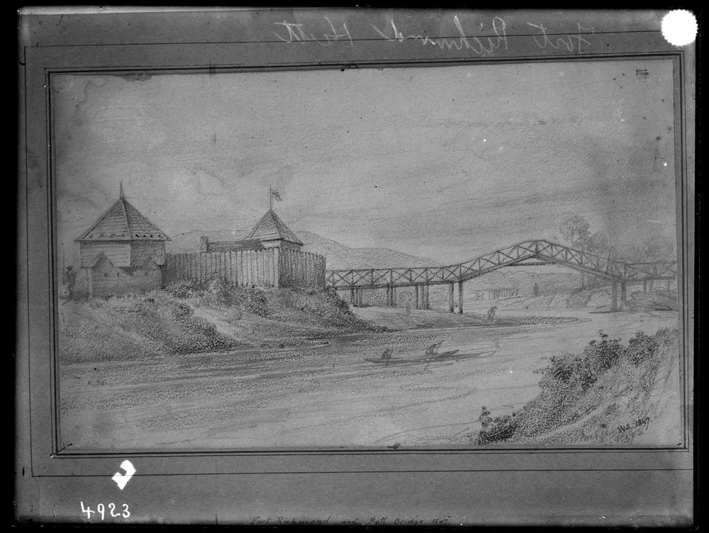 Fort Richmond and the Hutt Bridge - Drawing by W.S. 1847