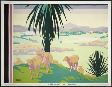 Image: Brown, Gregory, 1887-1941 :Sheep raising - New Zealand. The Empire Marketing Board. Printed for H.M. Stationery Office by Haycock. [ca 1927]