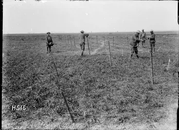 Image: Maori Pioneers making a barbed wire entanglement, France