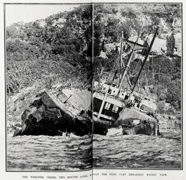 Image: The wrecked vessel two months later, with only the fore part remaining within view