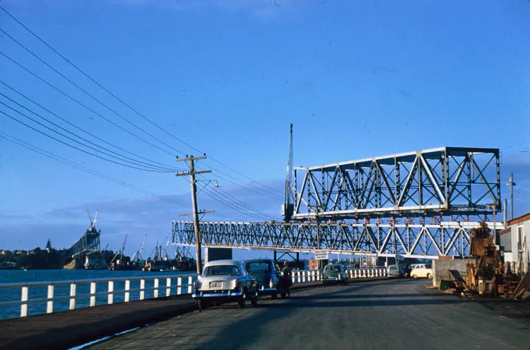 Southern anchorage and pick-a-back section looking northeast towards the northern anchorage, 1958