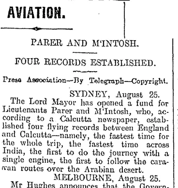 Image: AVIATION. (Otago Daily Times 26-8-1920)