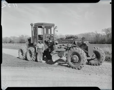 Image: Film negative: International Harvester Company: grader at Waiau