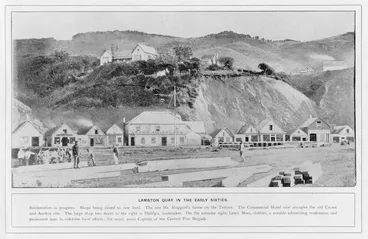 Image: Page from a book titled Views of Wellington 1840-70, with a photograph of Lambton Quay, Wellington