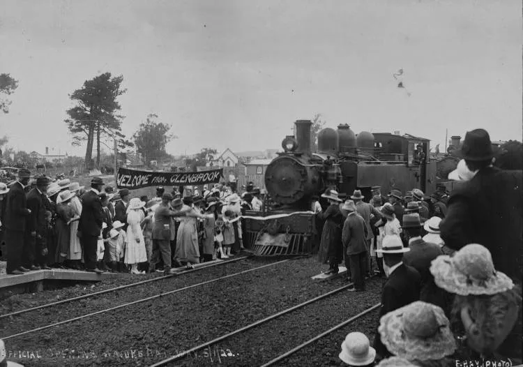 'Official opening, Waiuku railway', 1922.