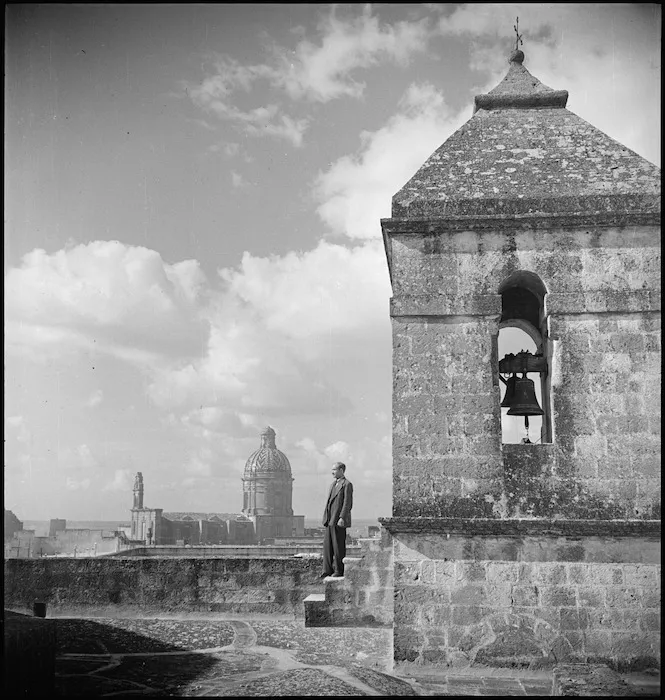 Bellringer of the cathedral overlooking the town of Grottaglie, Italy - Photograph taken by George Kaye