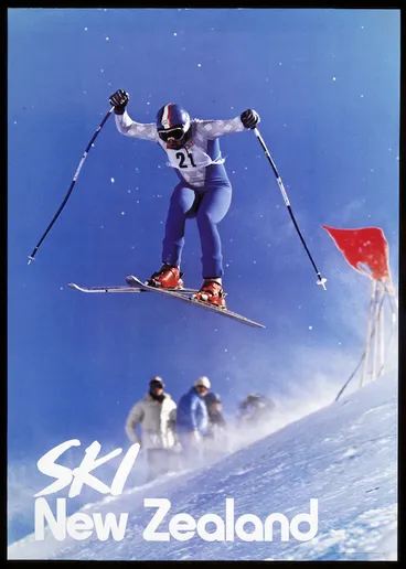 Image: New Zealand. Tourist and Publicity Department :Ski New Zealand [Airborn skier]. P D Hasselberg, Government Printer, Wellington New Zealand. 1982.