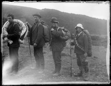 Four men on a tramping expedition Image: Four men on a tramping expedition